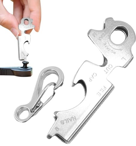 Cadena de llaves múltiples - 8 pulgadas de acero inoxidable, equipo de bolsillo compacto | Mini herramientas portátiles, reparación de viajes al aire libre, gadgets de senderismo, accesorios de óxido