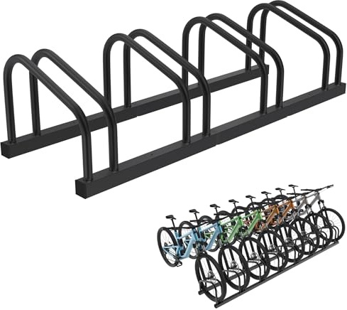 HENGMEI Cykelställ för 4 cyklar stål flera stativ hjulavstånd för 30–65 mm däckbredd strykparkering, cykelparker, golv, väggmontering, cykelhållare, svart