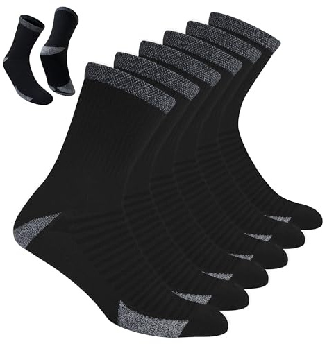 BLITZSOX Calzini Sportivi da Corsa da Uomo Lunghezza Crew Traspiranti Cotone, Confezione da 6 (43-46, Nero)