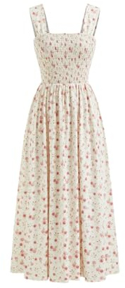 CIDER Womens Floral Summer Dresses Square Neck Sleeveless Midi A Line Casual Sundress Pink