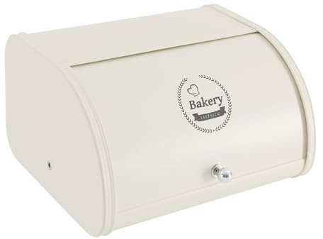 YOICUATGNA Panera con tapa deslizante, resistente al agua y al moho, almacenamiento de alimentos para encimera de cocina, contenedor de pan de metal para pan, panecillos (blanco)