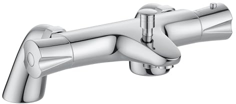 Thermostatic Bath Shower Mixer Tap, Bath Tap with Anti Scald 38°C Safety Lock,Solid Brass Construction, Chrome Finished,Deck or Bathtub Mounted,Easy to Install for Modern Bathroom