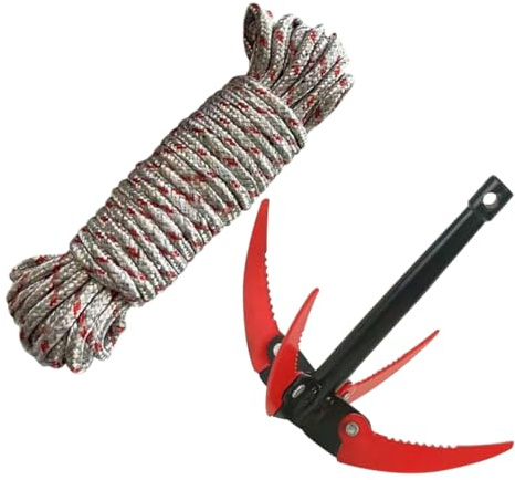 BCOATH Outil De Coupe-Herbe Pliable en Acier Inoxydable 4 Dents pour Entretien Extérieur De Bassin, Accessoire Jardinage Professionnel, Râteau D’étang pour Éliminer Débris Aquatiques