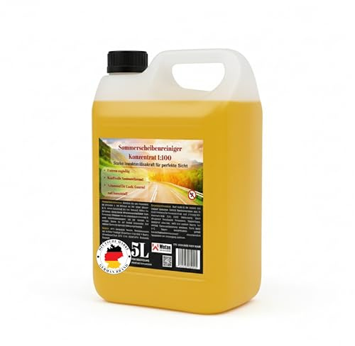 Wotan's 5L Scheibenreiniger 1:100 Konzentrat Sommer Insektenlöser | streifenfrei – getestet |Premiumqualität aus Deutschland | polycarbonatverträglich und Fächerdüsengeeignet