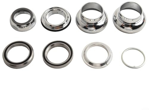 Quiclume Set sterzo per bicicletta in lega di alluminio, fresato CNC, 22,2/25,4/30 mm, per forcella anteriore e tubo sterzo, per MTB e bici da corsa (argento)