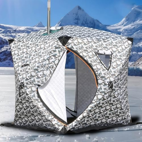 Isfisketält – isolerat fiskeskydd för 3–4 personer med matta och bärväska, camping- och vandringsutrustning, bärbar vinterfiskeutrustning
