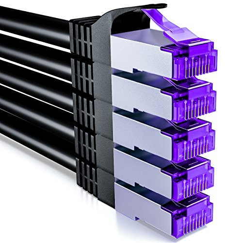 deleyCON 5x 2m CAT7 Netzwerkkabel - 10 Gigabit - RJ45 Patchkabel Ethernet Kabel (Kupfer, SFTP PiMF Schirmung) - LAN DSL Switch Modem Router Patchpanel CAT7 CAT6 CAT5 - Schwarz