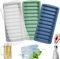 LessMo 3 Paquets Bacs à Glaçons en Silicone, Faciles à Libérer, Empilables avec couvercle, 10 cavités, Certifié LFGB et sans BPA, idéal pour les sports et les bouteilles d'eau. (lot de 2, gris)