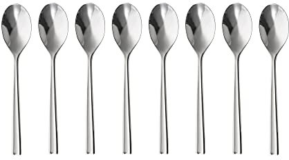 Robert Welch Blockley Bright Small Coffee/Espresso Spoon, Set of 8. Suitable for Espresso, Small Coffee. Made from Stainless Steel. Dishwasher Safe.