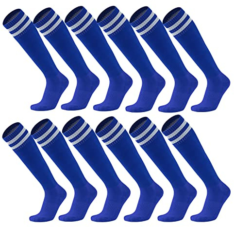 Ultrafun 6 Pairs Soccer Socks Color Stretchy Compression Knee High Tube Football Athletic Socks for Men Women Teens (6Pairs-Dark Blue)