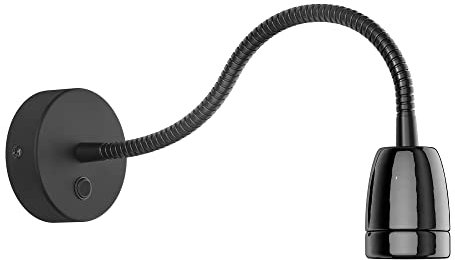 ledscom.de Wandleuchte POZ, Schwanenhals, Schalter, Porzellan, Stahl, schwarz glänzend, rund, 1x E27 max. 300W