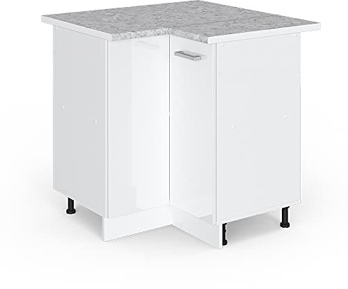 Vicco Armadio universale ad angolo R-Line, Bianco lucido, 75.6 cm con anta, con piano di lavoro