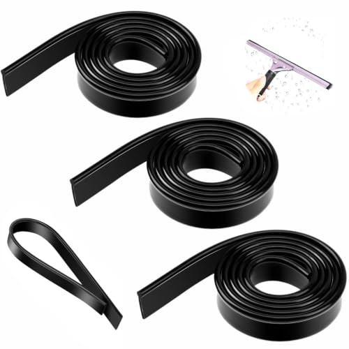 VINEST 3 stycken gummiglasrengöringsläppar 105 cm, svart borstbyte, dubbelsidig kan klippas, för dusch- och golvskrapa