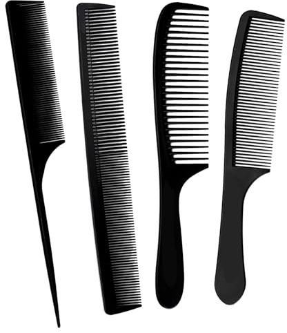 4 Pcs mens comb,Detangling Hair CombSet,Heat Resistant Anti-static Cutting Combs,Wide ToothCombs for Men,Professional Styling CombSet For Men and women Everyday Use(Black)