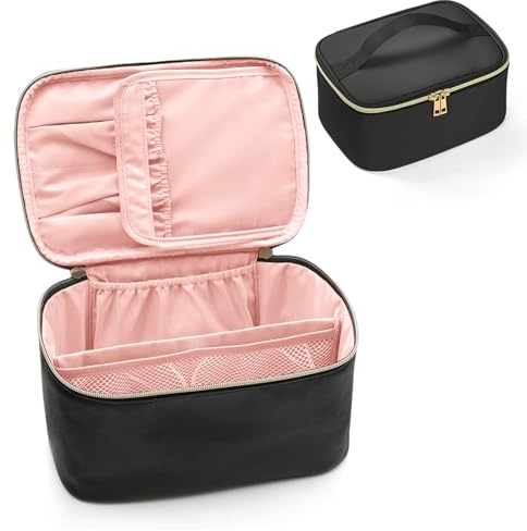 Aucuu Borsa per il Trucco, Pochette Trucchi, Borse da Toilette Impermeabile in Pelle PU, Borsa Cosmetica Portatile, Organizer da Viaggio di Grande Capacità, per Donne e Ragazze