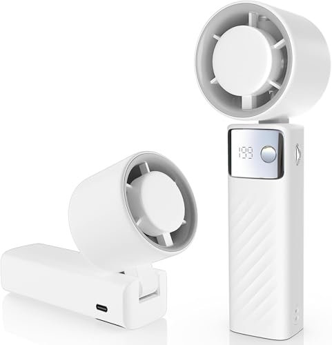 Ventilateur Portable à Main,Ventilateur Silencieux,Puissant Ventilateur usb avec batterie de 4000 mAh,1 à 199 vitesses design pliable et écran LED Pour une utilisation Voyage/Extérieur