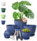 VASZOLA Blue Plant Pot Plastic Planter with Drainage Holes and Saucer Tray for Indoor Flower, Medium to Small 19/17/15/13/11/9 cm, Modern House Decorative Gardening Round Pot, Set of 6