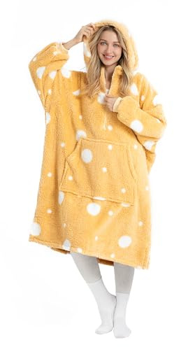 Winthome Lengthen Oversized Blanket Hoodie for Women Men Adult, Sherpa Fleece Wearable Blanket with Zipper, Gift for Family Friends (Khaki, Adult size)