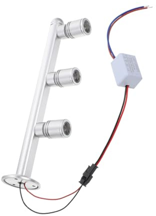 GALPADA Foco Led De Interior Para Vitrinas, Luz Para Exhibiciones Cuerpo Plateado, Luz 4000k, Altura Total 250mm, 3 Cabezas, Iluminación Para Cuadros y Joyas, Solución De Iluminación