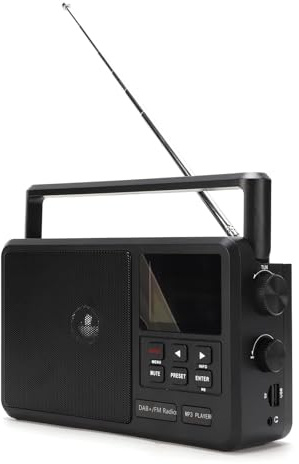 VBESTLIFE Bärbar DAB FM-radio med Bluetooth-högtalare, Laddningsbar Miniradio med LED-skärm och Hörlursuttag, Fickstorlek med Handhållen (EU)