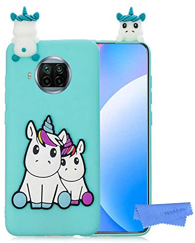 HopMore Kompatibel mit Xiaomi Mi 10T Lite 5G Handyhülle Dünn Silikon Weich Gel 3D Muster Tier Silikonhülle Slim Case Stoßfest Soft Hülle Schutzhülle Cover - Grünes Einhorn