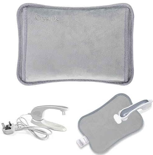 Crystals - Rechargeable Electric Hot Water Bottle - for Cold & Hot Therapy, Pain Relief, Hands, Neck & Shoulder - Hand Warmer Massaging Heat Pad Cozy