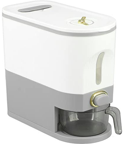 Acouto Rice Dispenser, PET and PP Transparent Sealed Press Type Grain Storage Box Rice Storage Bin for Kitchen(Small 5KG) (S)