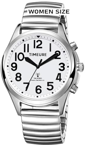Orologio parlante da donna con numeri jumbo, tempo e data di conversazione, per non vedenti, anziani, ipovedenti o anziani, Timeure-2210 (argento), moderno