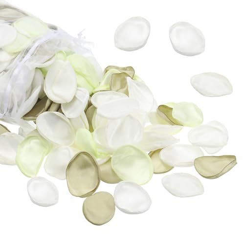 PATIKIL Petali di Rosa di Seta, Confezione da 500 Petali di Fiori Artificiali Cestino di Fiori Finti per Decorazioni Matrimoniali Cena Tavolo Corridoio, Verde/Verde Chiaro/Bianco Crema
