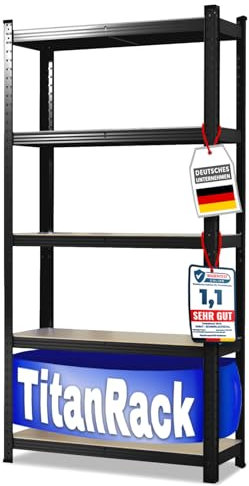 etm Schwerlastregale – Garage, Keller, Werkstatt - Steckregal, Lagerregal, Kellerregal - Hohe Traglast & Verstellbare Böden (Schwarz, 180 x 90 x 40 cm)