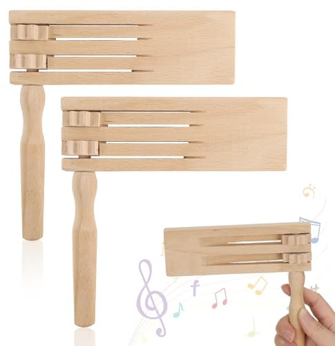 2 Pièces Crecelle en Bois, Jouets À Cliquet en Bois pour Enfants, Ratchet en Bois, Polissage sûr et sans Bavures, Créateur de Bruit à Cliquet en Bois, pour Jeux, Les événements Sportifs