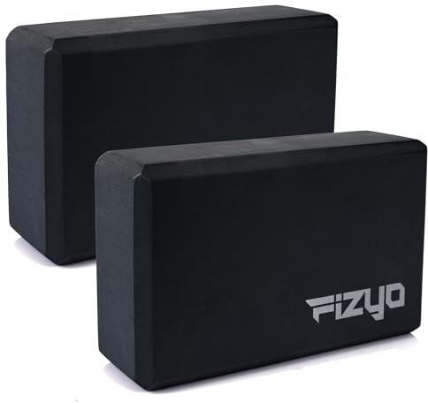 Fizyo Blocco Yoga Antiscivolo in Schiuma EVA – Set 2 Cubi per Yoga, Pilates, Stretching e Meditazione, Supporto Fitness per Esercizi, Alta Densità, (Nero)