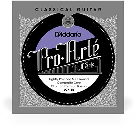 D’Addario Guitar Strings - Pro-Arte Nylon Guitar Strings - LCX-3B - Classical Guitar Strings - Half Sets, Extra Hard Tension, Lightly Polished-Composite Core