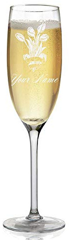 SkunkWerkz Champagne Glass, Tulips, Personalized Engraving Included