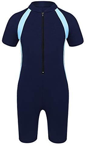 Nimiya Girls Boys Swimming Costume One-Piece Swimsuit Rash Guard Swimwear UV Sun Protection Swimming Suits Navy Blue 6-8 Years