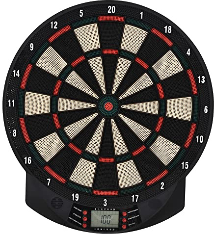 HOMCOM Cible Jeu de fléchettes électronique 26 Jeu Principals et 185 Jeux Variations cibles électroniques pour 8 Joueurs 30 flechette Pointe Affichage LCD Haut-Parleur Noir