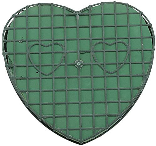 HEALLILY Blumensteckschaum mit Saugnapf Steckschaum Ziegel Nasssteckschaum Herz Steckmasse zum Basteln Steckziegel für DIY Blumengestecke Geburtstag Hochzeit Autodeko Grün 30CM