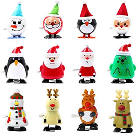 Tomaibaby 12 Stücke Weihnachten Aufziehspielzeug Weihnachtsmann Figur Schneemann Dekofigur Rentier Pinguin Aufziehfigur Deko Figuren Geschenk für Kinder Baby Wind Up Uhrwerk Spielzeug