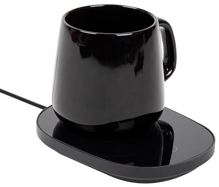 Mind Reader Coffee Warmer and Mug Set, Tea Cup Warmer, Coffee Accesories, Desk, USB Cord, 6.5 L x 4.75 W x 1 H, 2 Pcs, Black