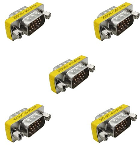 iYueMps 5 confezioni VGA Gender Changer, HD15 VGA SVGA 15 pin maschio a maschio mini accoppiatore adattatore