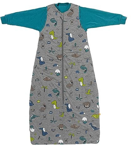 schlummersack Schlafsack Baby 2.5 Tog Modal Oeko-Tex 90 cm Dinosaurier | Babyschlafsack mit Ärmel abnehmbar Baby Schlafsack ganzjährig | Ganzjahres Schlafsack Baby Baumwolle
