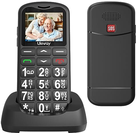 Tosaju 2G Big Button Mobile Phone for Elderly Unlocked Dual Sim Free Easy to Use Pay as You Go Senior Mobile Phones Basic Mobile Phone 1.77 LCD Display SOS Button 800 mAh Battery Black