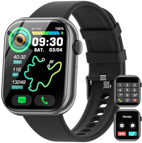 Hwagol Smartwatch Damen Herren, 1.85 Zoll Touchscreen Smart Watch mit Bluetooth Anrufe, Uhr Damen Herren mit 140+ Sportmodi SpO2 Pulsuhr Schlafmonitor Schrittzähler, Armbanduhr für iOS Android