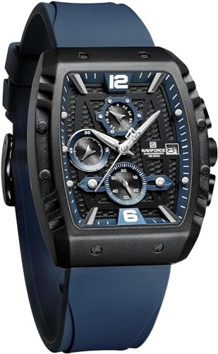 NAVIFORCE Orologio sportivo cronografo impermeabile per uomo, cinturino in silicone colorato, orologio da polso al quarzo con data automatica