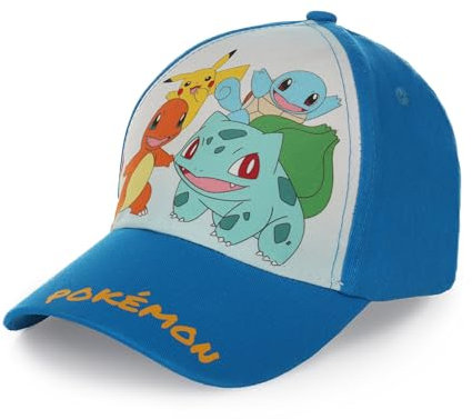 Pokemon Baseball Cap, Kappe Schirmmütze für Kinder Jungen Mädchen Cappy mit Klettverschluss verstellbar (Dunkelblau 54)