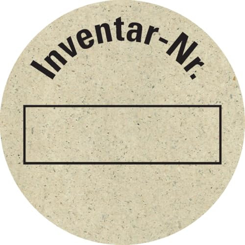 Dreifke® Inventaretikett Inventar-Nr., natur, Graspapier, selbstklebend, Ø 30mm, 18 Stk.
