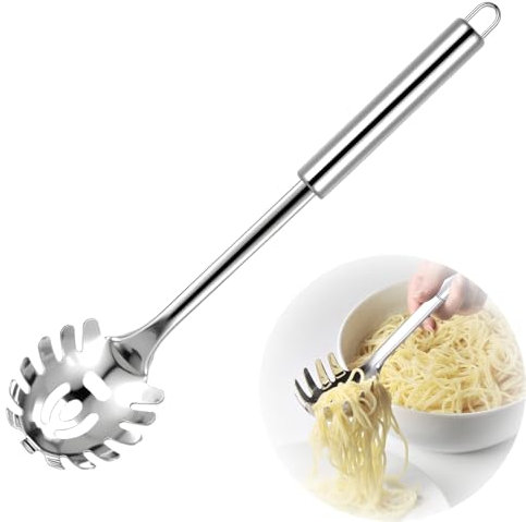 Nudelkelle,Spaghettilöffel,Nudellöffel,Nudelschöpfer,Nudellöffel Edelstahl,Spaghettilöffel Edelstahl,Mit Ergonomischen Griffen Für Nudeln Und Einem Aufhängeloch Zum Aufhängen