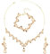 Yolev Strass Hochzeit Schmuckset Damen Brautschmuck Kristall Halskette Armband Ohrring Set Gold Braut Hochzeitsschmuck Brautjungfer Abschlussball Kostümzubehör Modeschmuck Set (Gold)