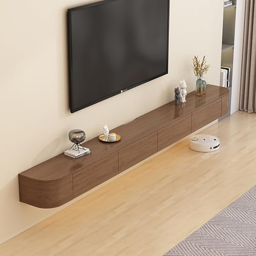 Mobile porta TV da parete con ante – 240 cm rustico moderno media console mensola grande armadio portaoggetti ideale per soggiorno e casa, marrone