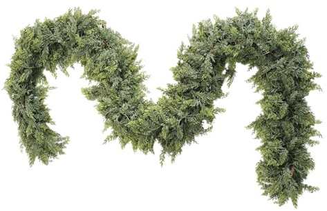 Julcypress löv girlang – grön krans cypress girlang ornament, julkrans dekorationer | Dekorativ vinstockar TV-skåp prydnad för öppen spis räcken inomhus utomhus väggbutik
